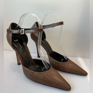 TANIA SPINELLI  Brown Snakeskin-Embossed Heels